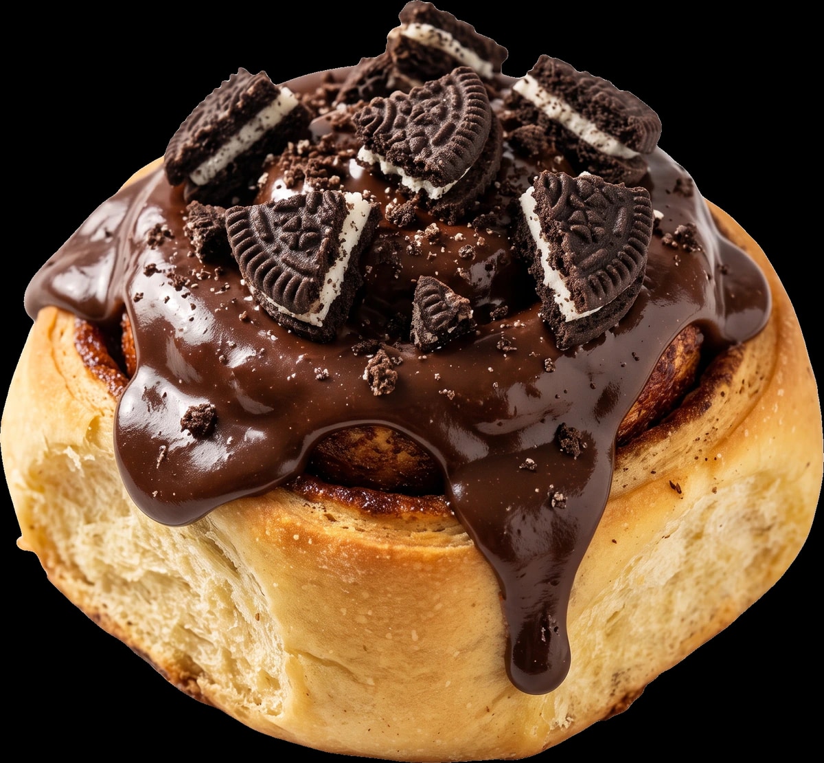 Cinnamon roll de Oreo com brigadeiro